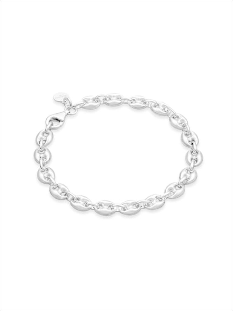 Italian 925 Sterling Silver Puffy Mariner Link Chain Bracelet